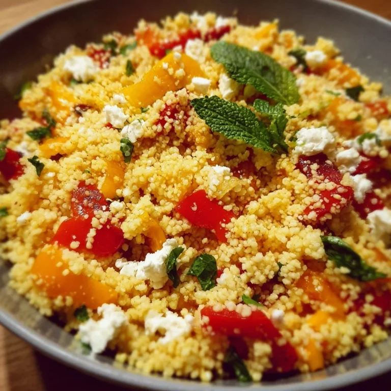 Mediterraner Couscous-Salat mit Feta und bunten Paprika