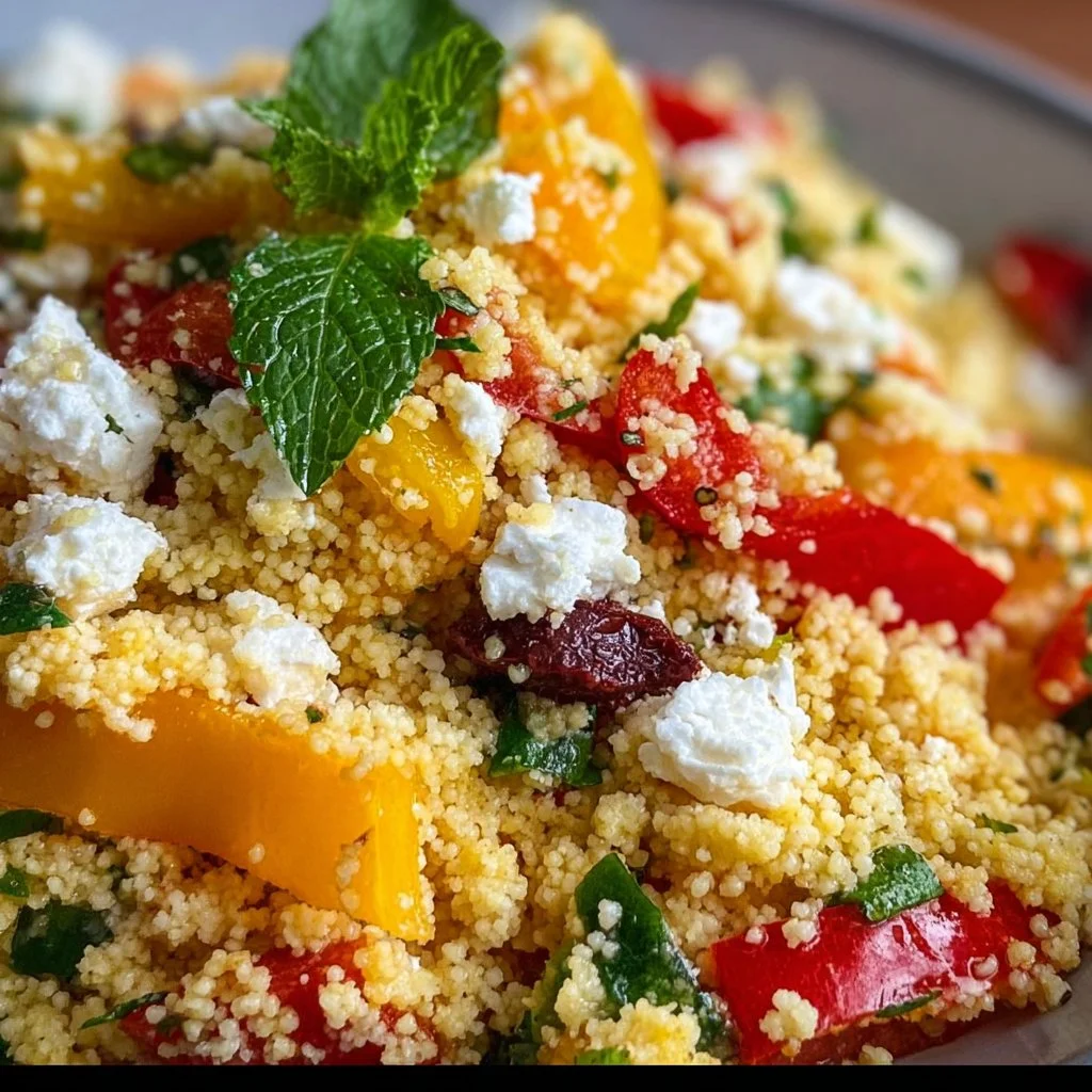 Mediterranean Couscous Salad with Feta & Bell Pepper - Delicious!