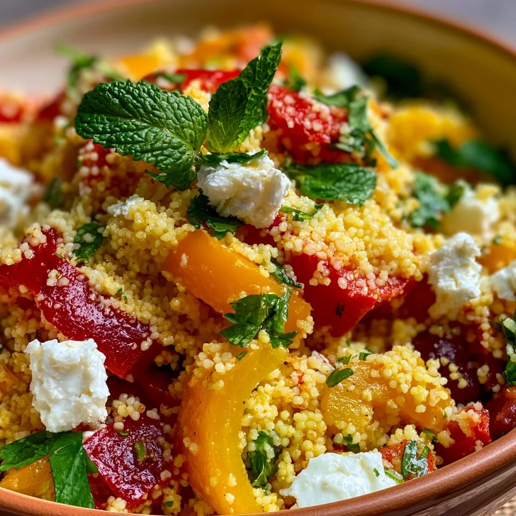 Mediterranean Couscous Salad with Feta & Bell Pepper - Delicious!