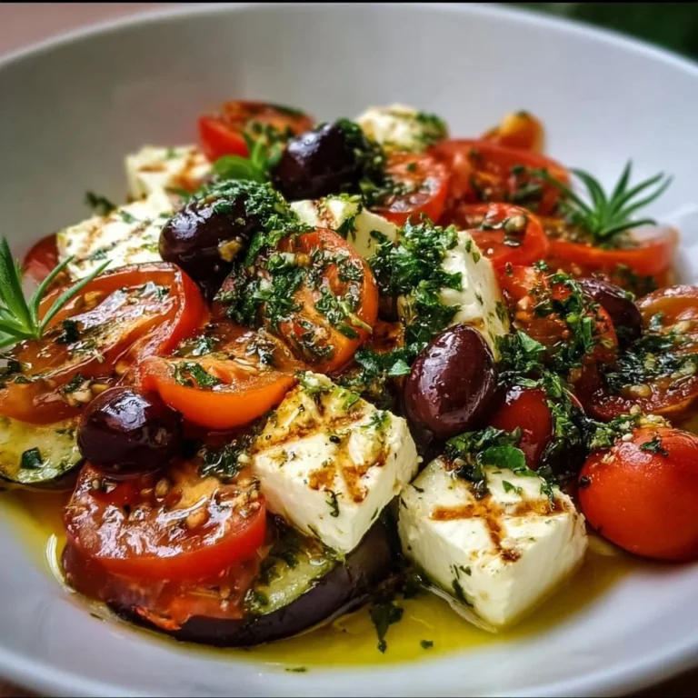 Mediterraner Salat vom Grill mit frischem Gemüse und aromatischen Kräutern