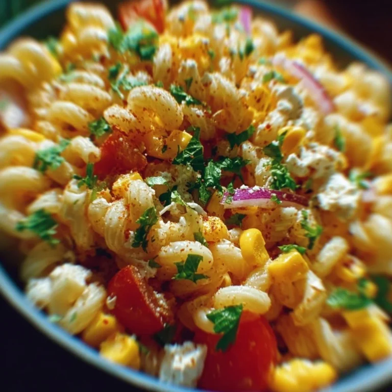Mexikanischer Mais Pasta Salat mit buntem Gemüse und Dressing