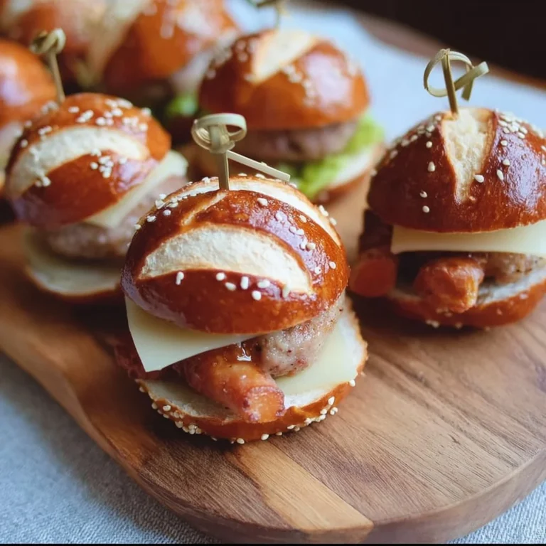 Mini Laugen Burger mit Leberkäse auf einem Teller serviert