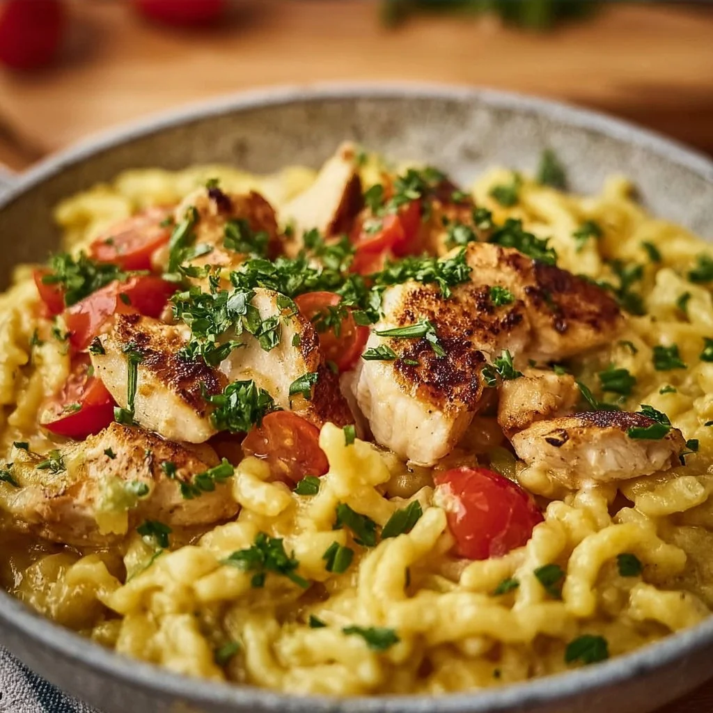 One-Pot-Spätzle mit Hähnchen