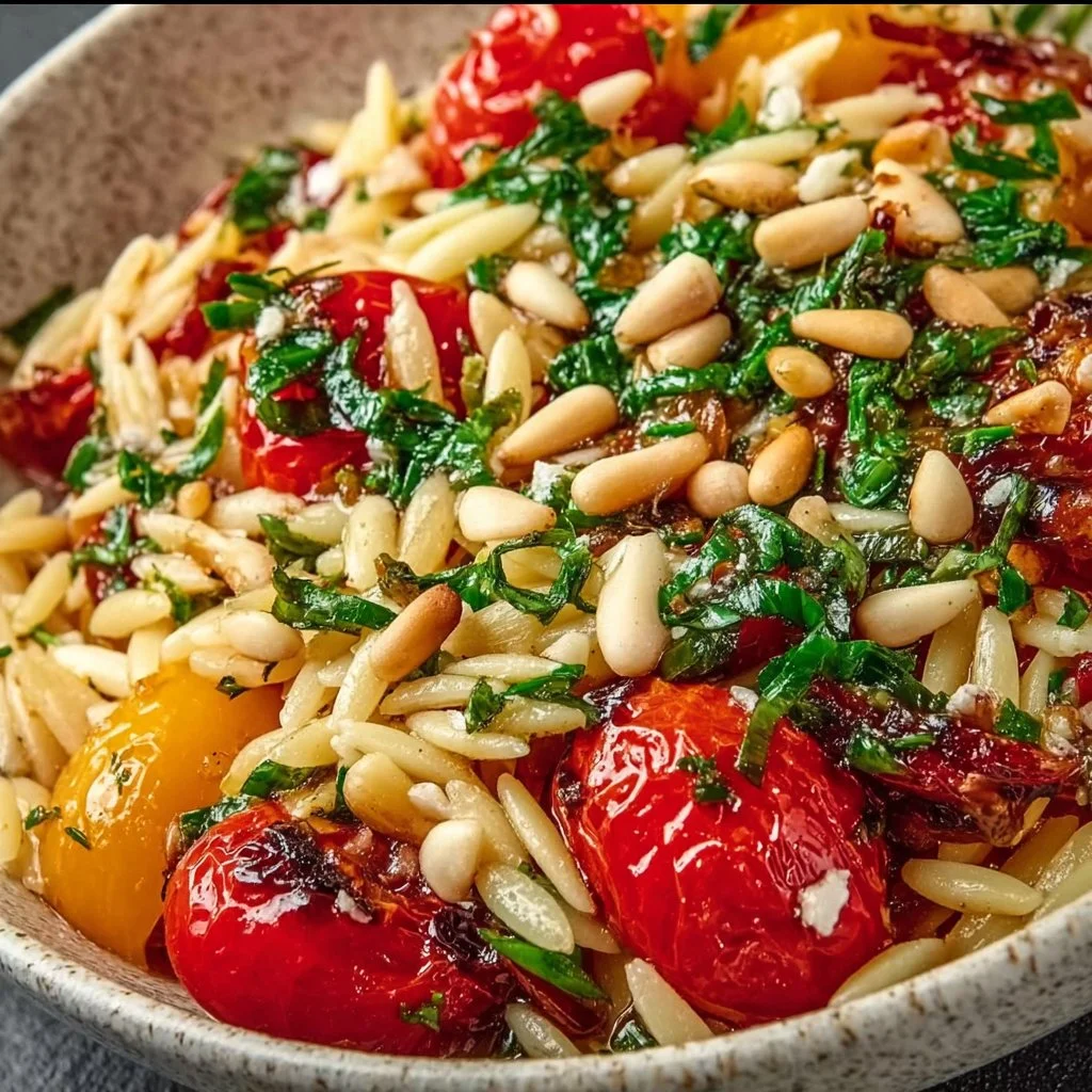 Orzo-Salat mit Tomaten und Pinienkernen