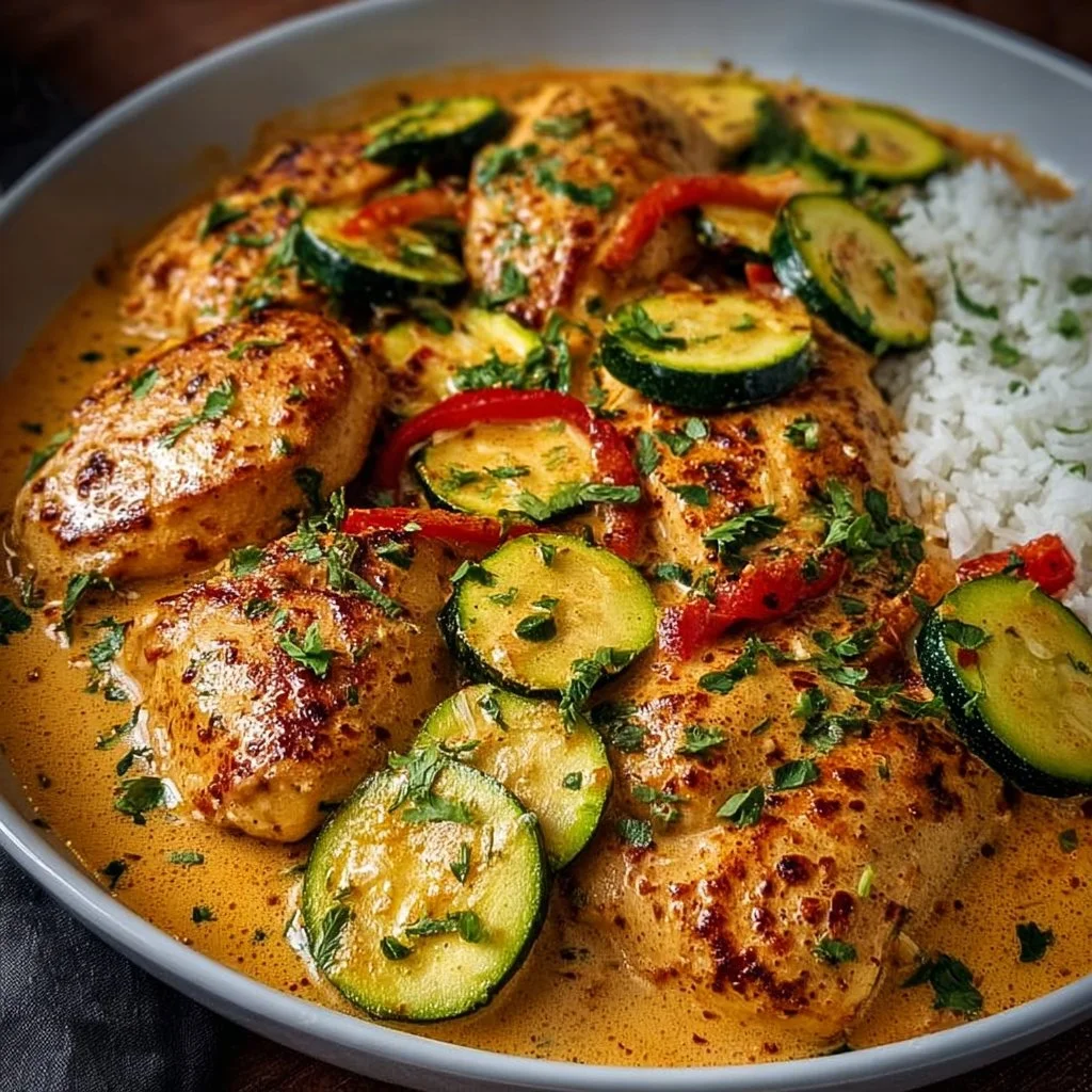Paprika Zucchini Sahne Hähnchen in wenigen Minuten - Kochen Mit Uns