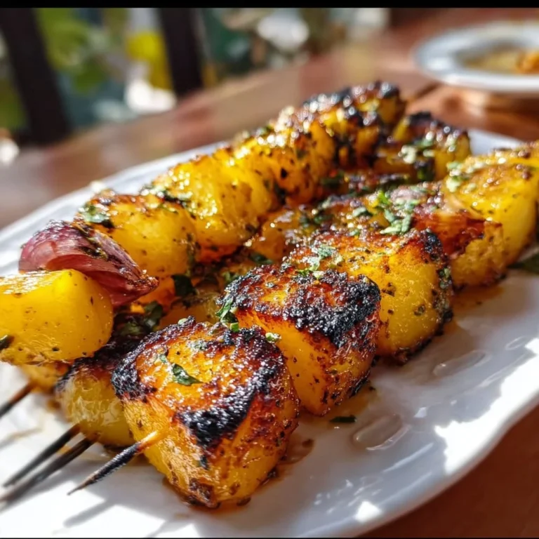 Gegrillte Honig-Senf Kartoffelspieße auf dem Grill