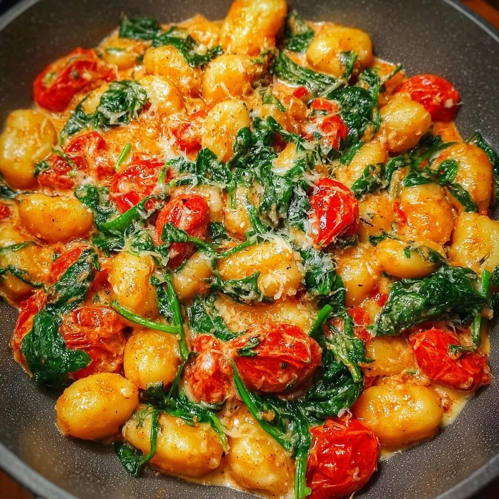 Schnelle Gnocchi-Pfanne mit Tomate und Spinat für 4 Personen