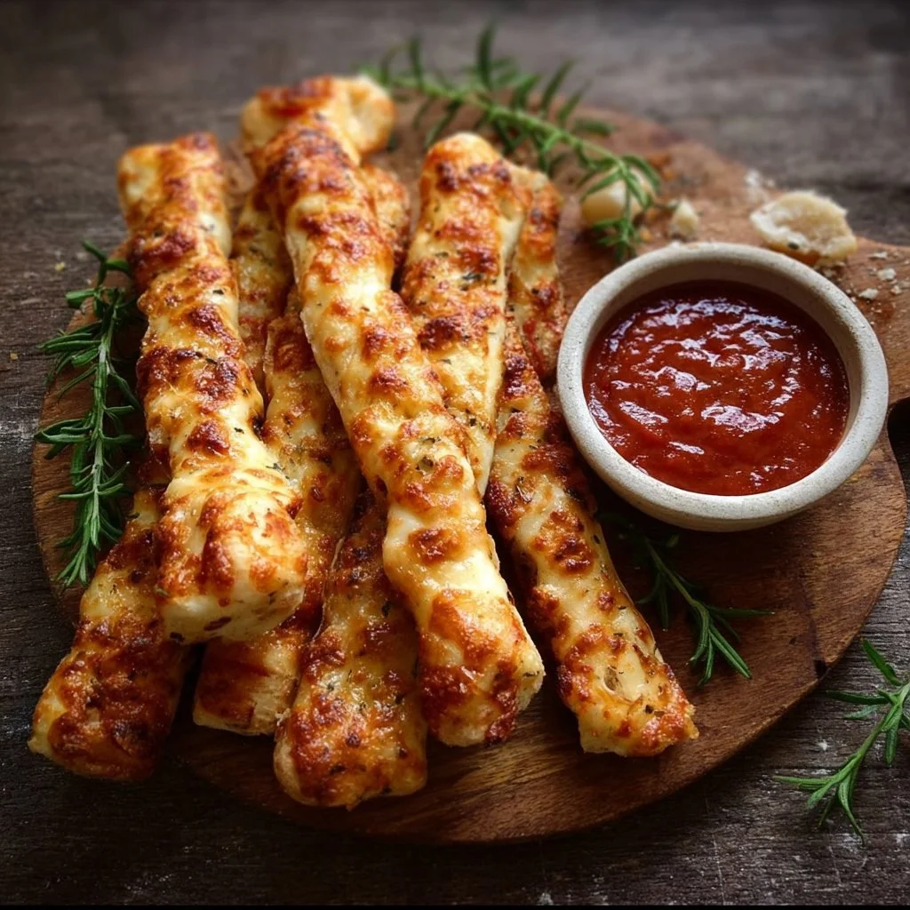 Kross gebackene Pizzastangen als leckerer Snack mit Käse und Gewürzen