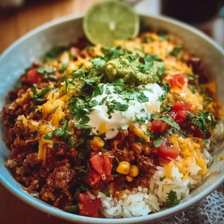 Leckere Taco Reis Schüssel mit frischen Zutaten und würzigen Tacos.