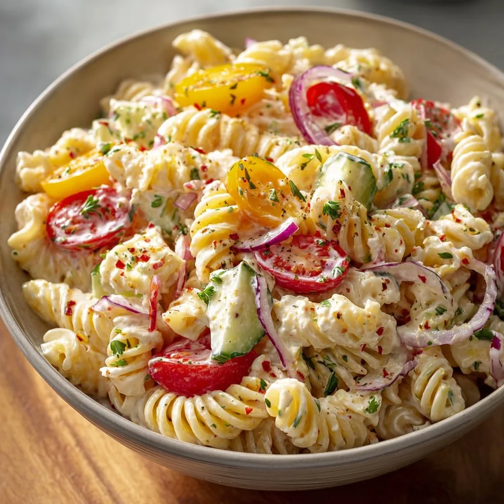 The best creamy pasta salad: quick, easy & delicious!