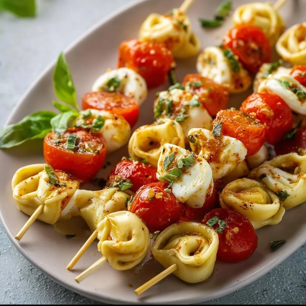 Tortellini-Spieße mit Tomate und Mozzarella