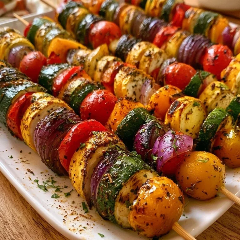 Bunter Grill-Gemüse-Spieß mit mediterraner Kräuter-Marinade auf dem Grill