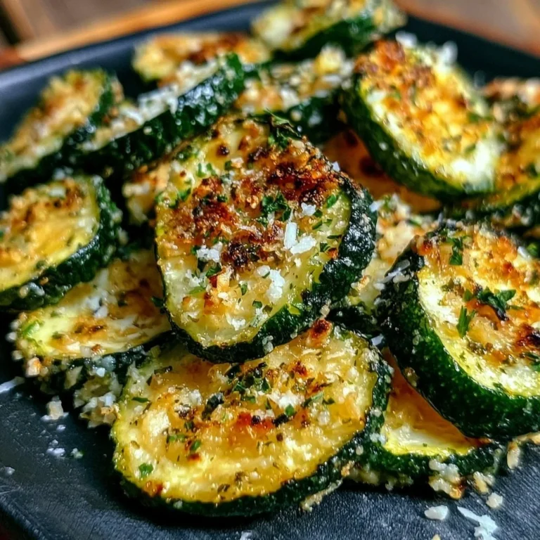 Gebratene Zucchini mit Knoblauch und Parmesan auf einem Teller
