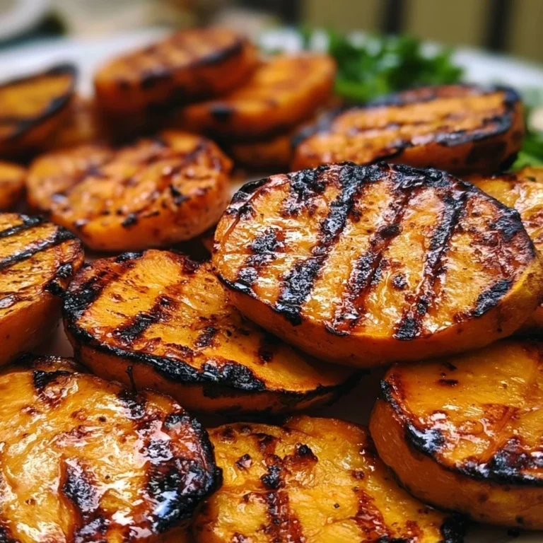 Gegrillte Süßkartoffeln auf dem Grill, knusprig und golden.