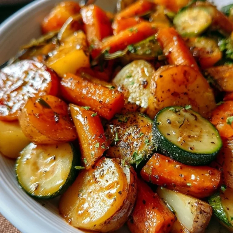Gemüsepfanne mit Kartoffeln, Karotten und Zucchini auf einem Teller