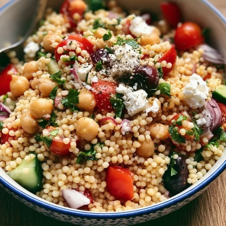 Gesunder mediterraner Couscous-Salat mit frischem Gemüse und Kräutern