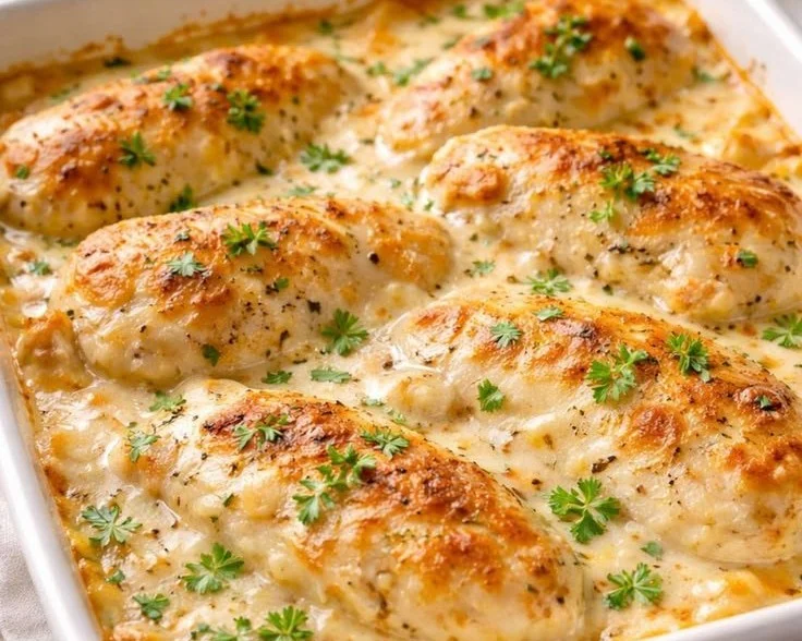 Hähnchen in Frischkäse-Soße aus dem Ofen – einfaches Abendessen