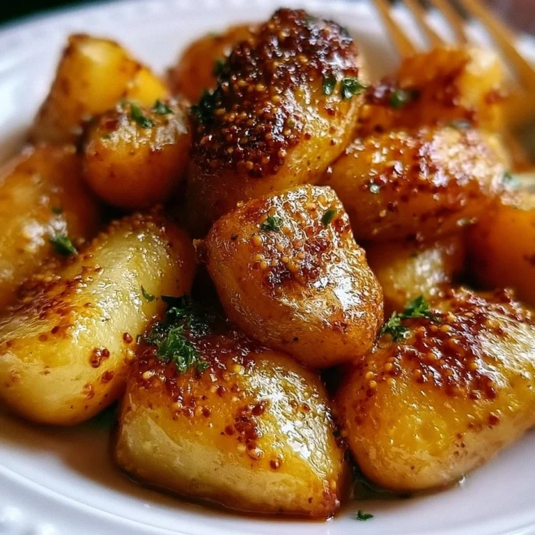 Honig-Senf-Kartoffeln in einer Schüssel, serviert mit frischen Kräutern