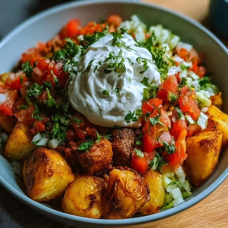 Leckere Kartoffel Taco Schüssel mit frischen Zutaten und würziger Salsa