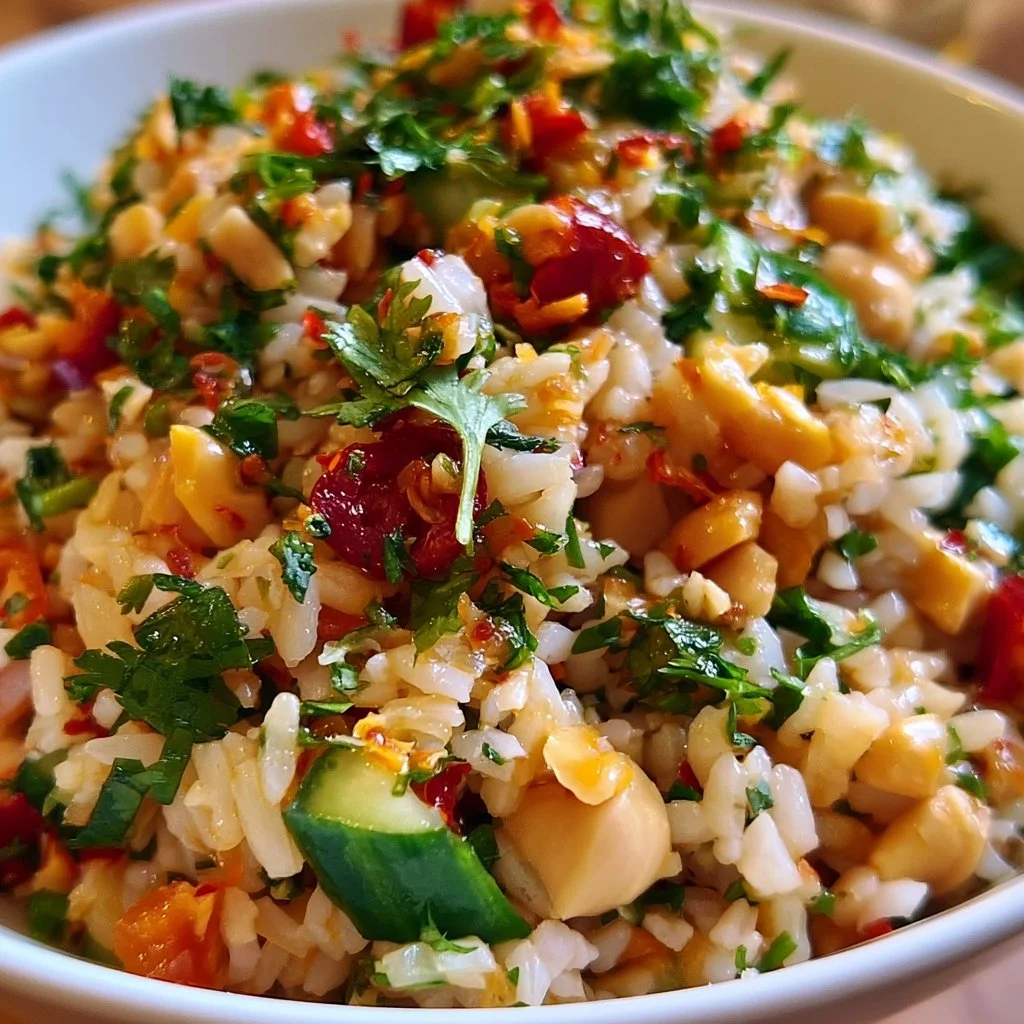Knuspriger Erdnuss-Chili-Reissalat