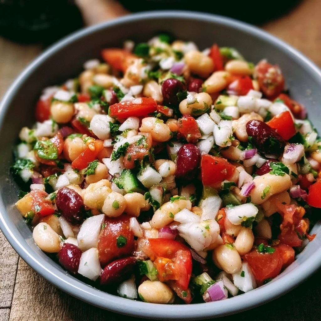 Mediterraner Bohnensalat mit frischen Zutaten