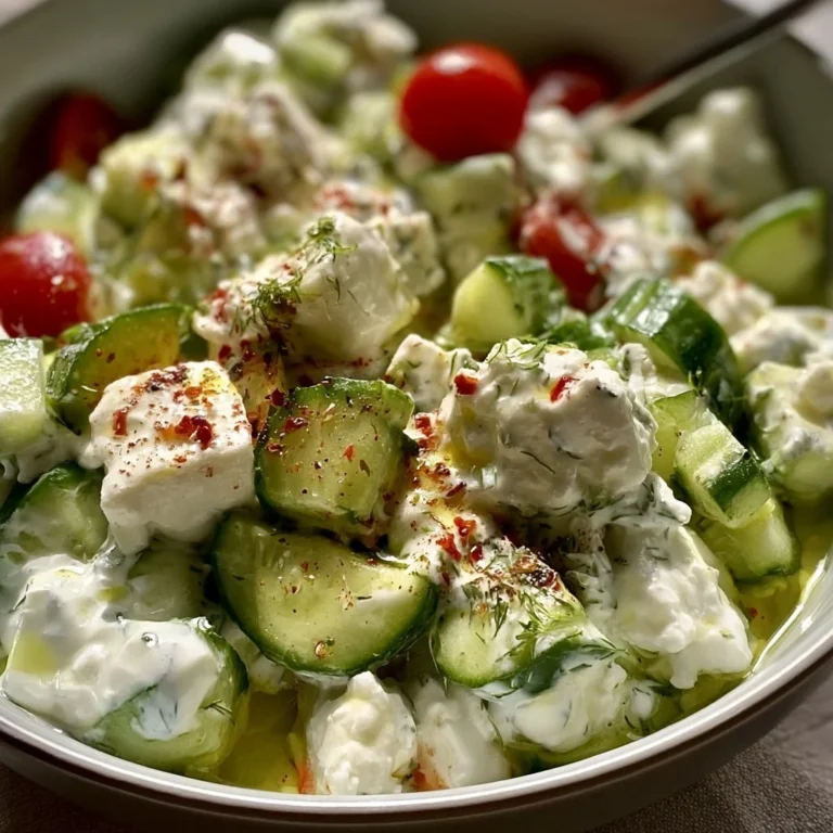 Erfrischender Gurken-Joghurt-Feta-Salat mit mediterranen Zutaten