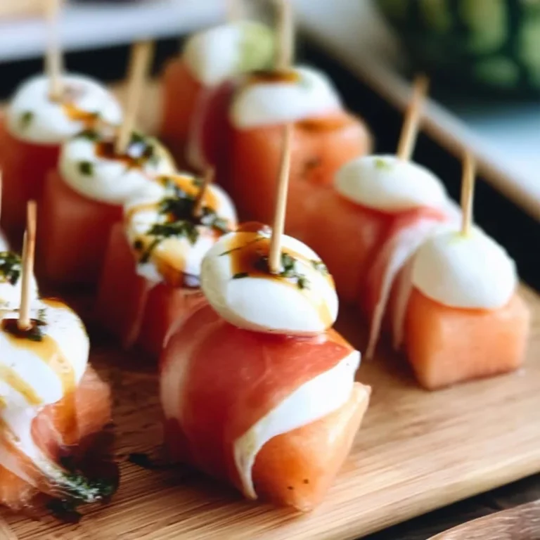 Fingerfood mit Melonen, Mozzarella und Schinken für einfache Vorbereitungen