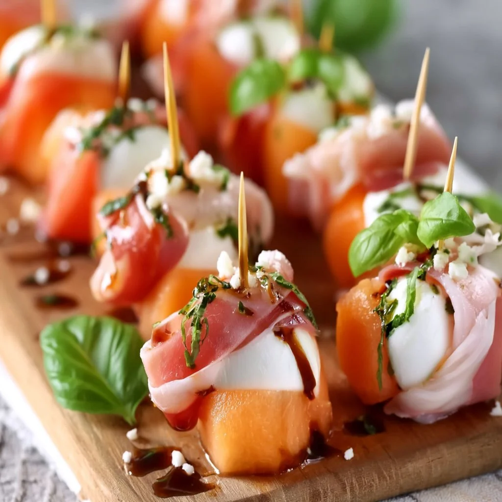 Melonen-Mozzarella-Schinken Fingerfood kalt zum Vorbereiten Rezepte