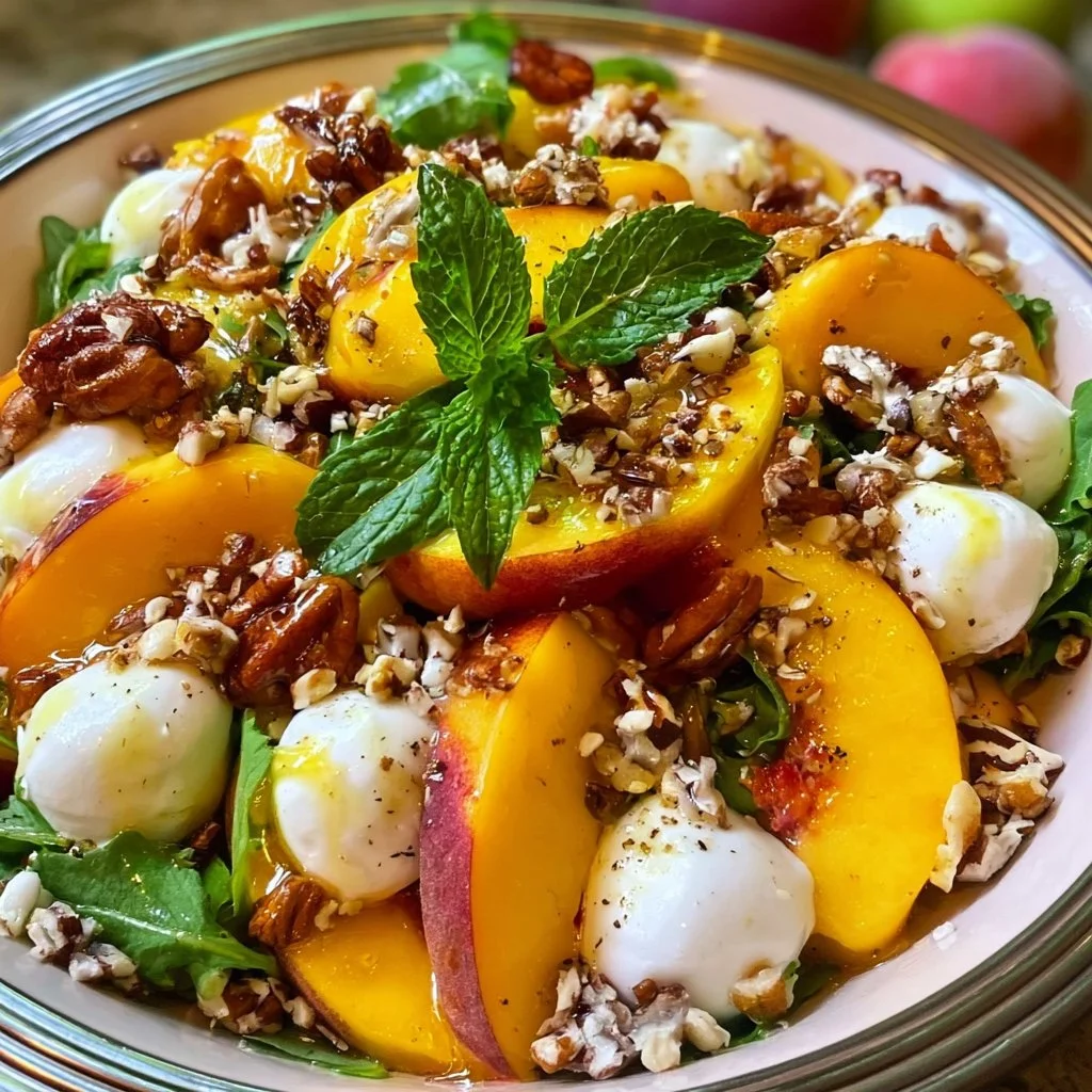 Vibrant Millionaire Peach Salad with fresh ingredients for summer dining