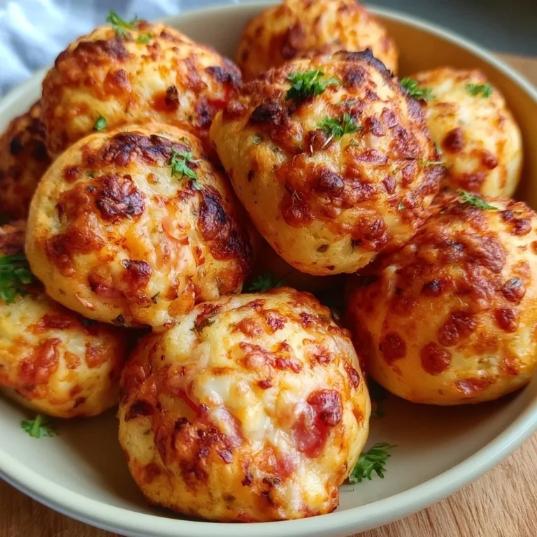 Köstliche Mini Pizza Bällchen auf einem Teller serviert