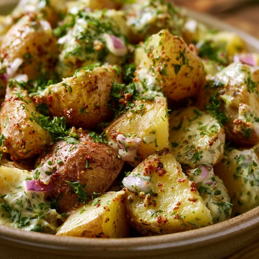 Ofenkartoffelsalat mit Senfdressing