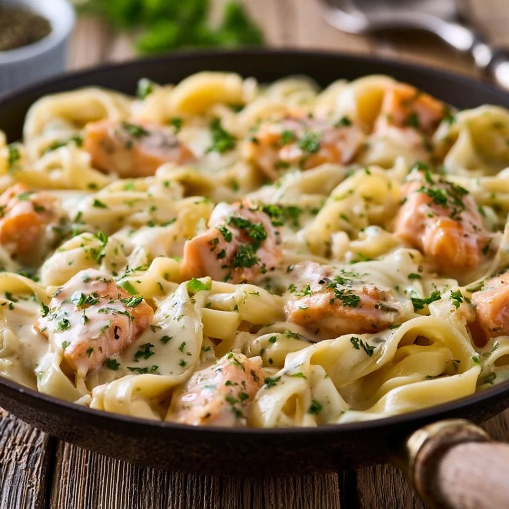 Pasta with salmon and cream sauce