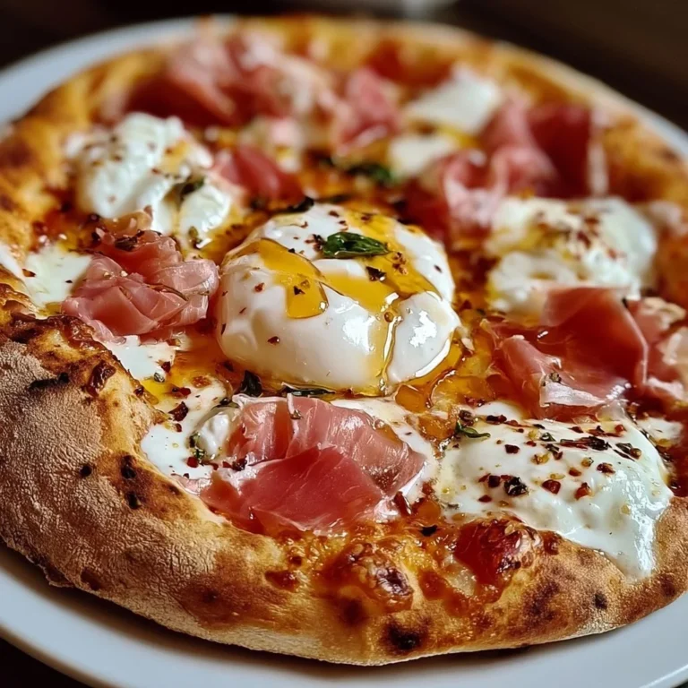 Prosciutto und Honig Burrata Pizza mit frischen Zutaten und köstlichem Belag.