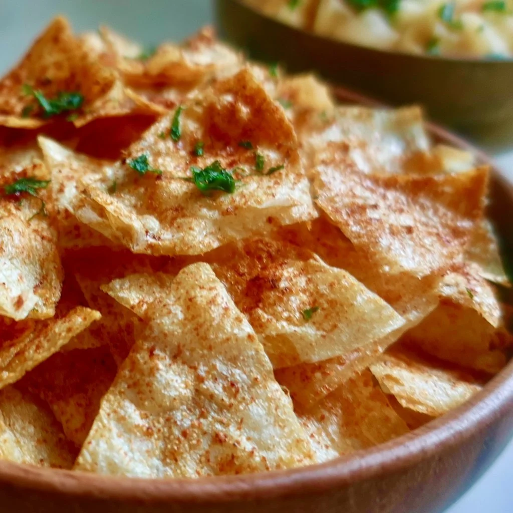 Reispapier Chips aus dem Airfryer - knusprig und lecker zubereitet