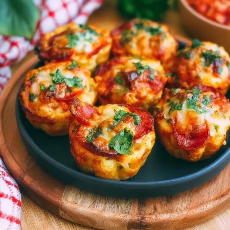 Schnelle Pizza-Muffins frisch aus dem Ofen mit Käse und Tomatenbelag