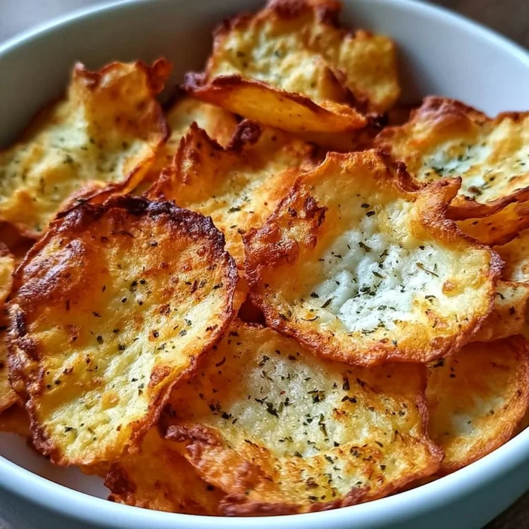 Knusprige Hüttenkäse Chips in einer Schüssel