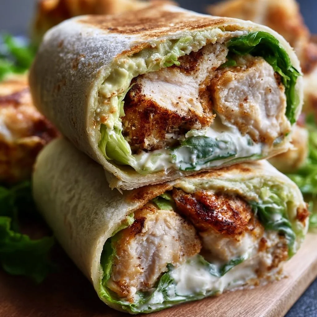 Ultimative Hähnchen-Caesar-Wraps mit frischem Gemüse und köstlichem Dressing