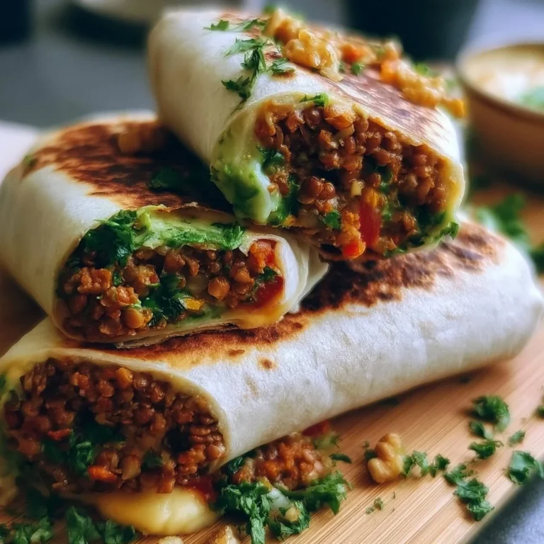 Vegetarische Burritos mit Linsen und Walnüssen auf einem Teller serviert