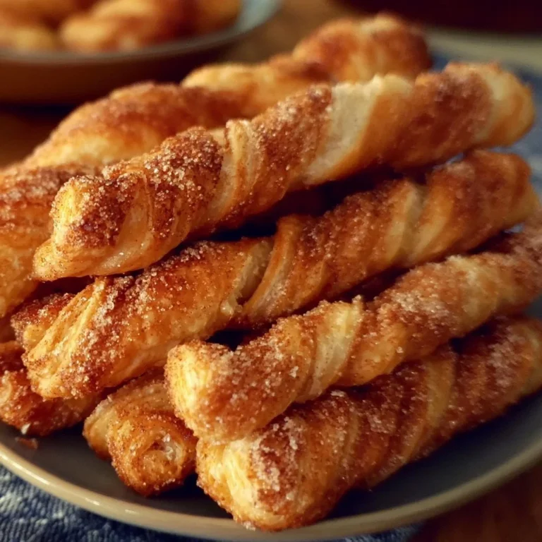 Zimt-Zucker-Sticks aus Blätterteig auf einem Teller angerichtet