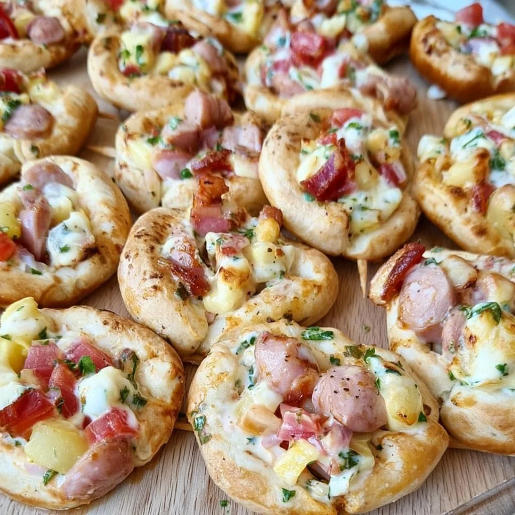 Vielfältige Fingerfood Spieße auf einem Tablett für Feiern und Partys