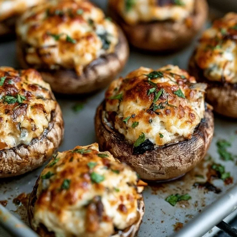 Gefüllte Champignons mit Kräutern und Käse, serviert auf einem Teller
