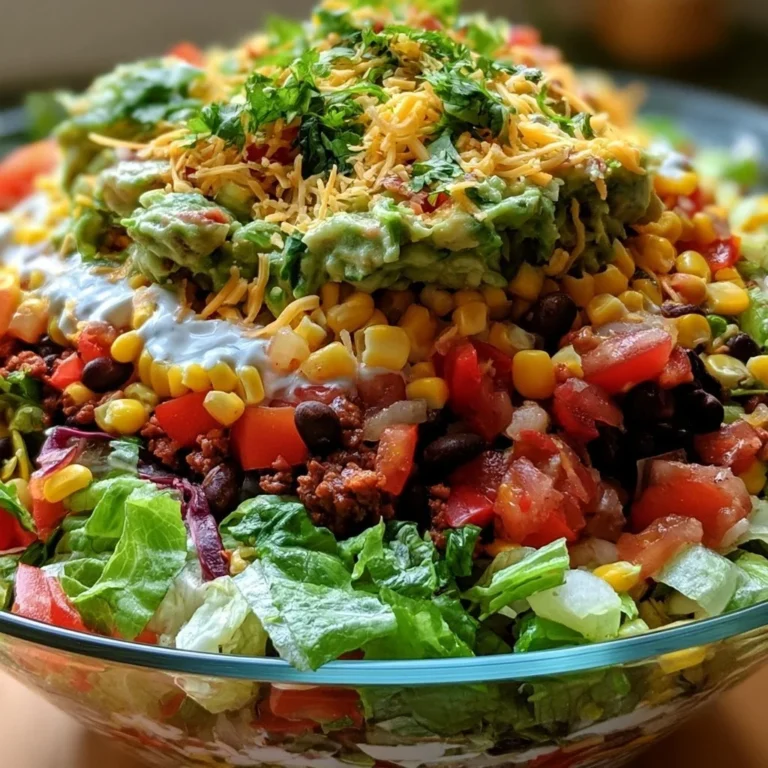 Geschichteter Taco-Salat, einfach und vegan, serviert in einer Schüssel