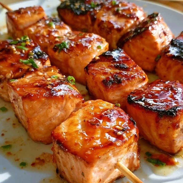 Honig-glasierten Lachs-Spieße auf dem Grill serviert
