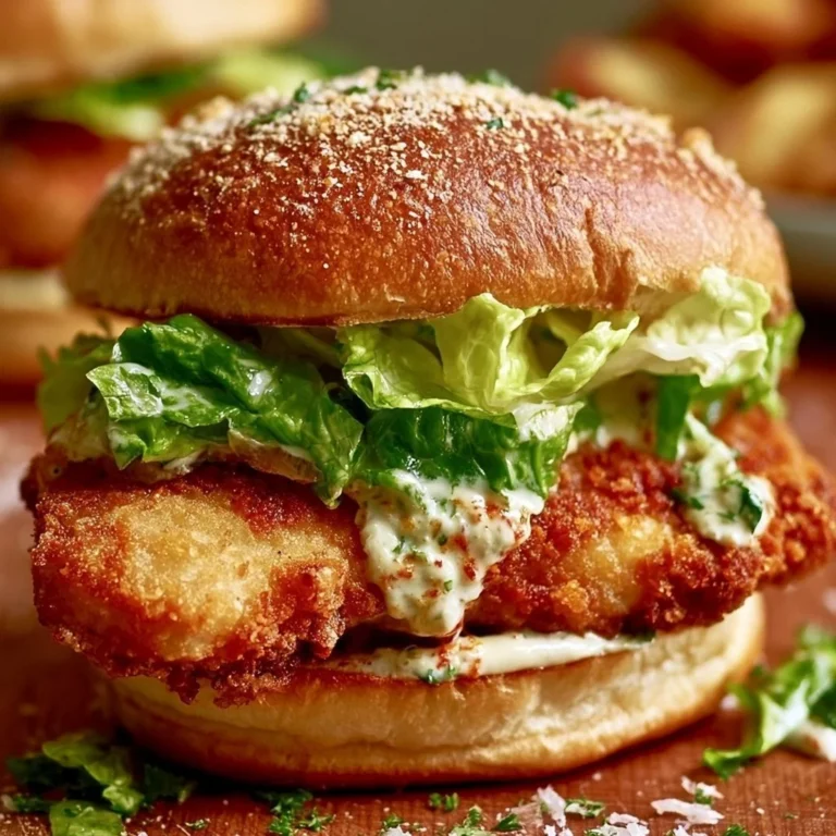 Knuspriges Hähnchen-Caesar-Sandwich mit frischen Zutaten und Caesar-Dressing