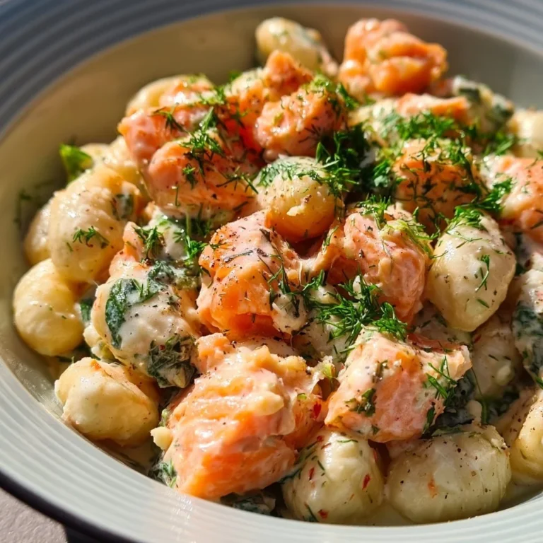 Lachs-Gnocchi, schnell zubereitet und unwiderstehlich lecker auf einem Teller