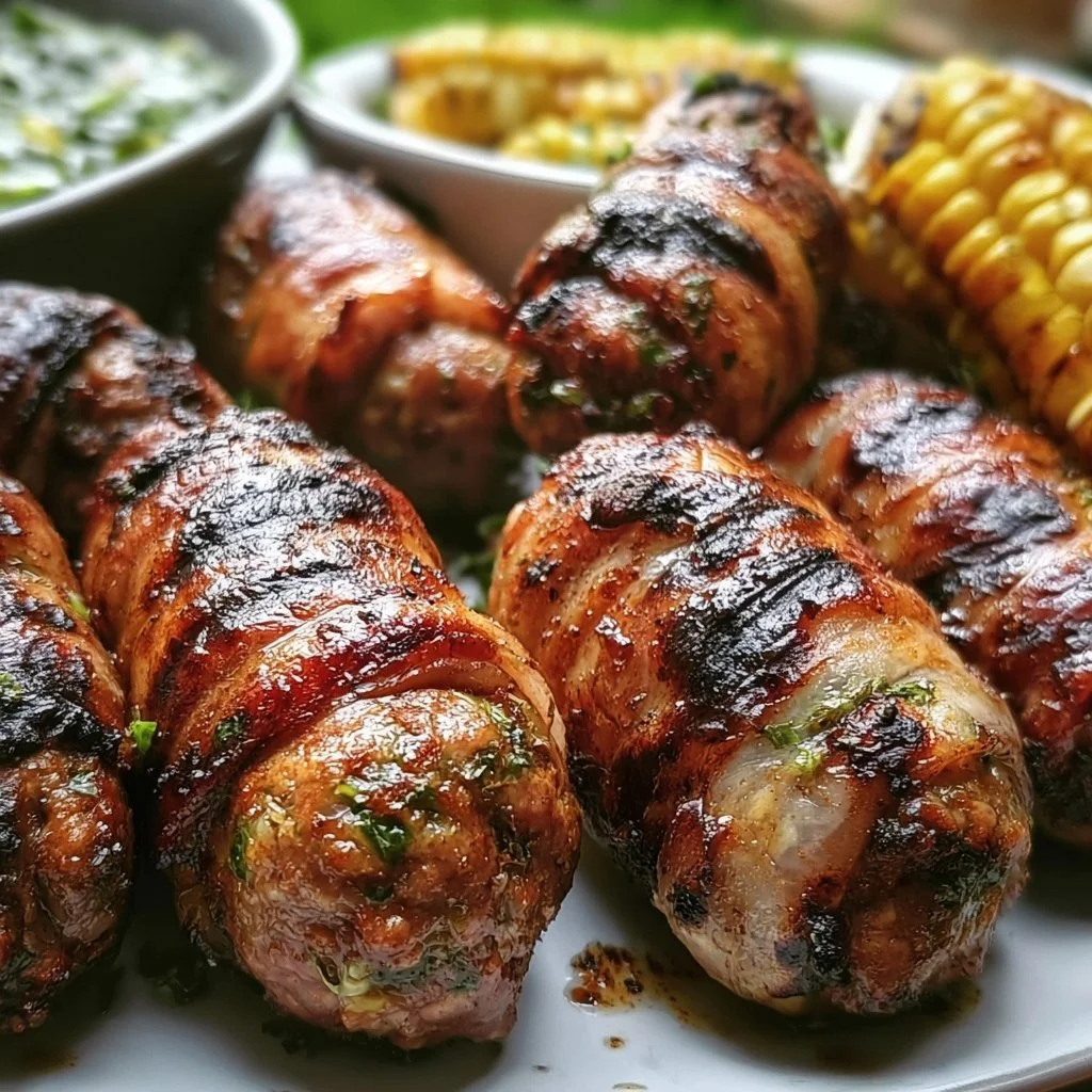 Mexican ground meat rolls vom Grill auf einem Teller serviert