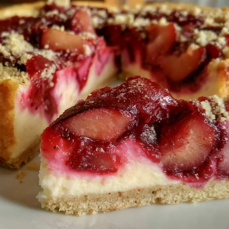 Leckerer Pflaumen-Käsekuchen mit frischen Pflaumen und cremiger Käsekuchenfüllung