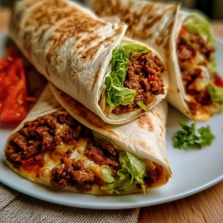 Leckere Tortilla mit Hackfleisch, serviert auf einem Teller