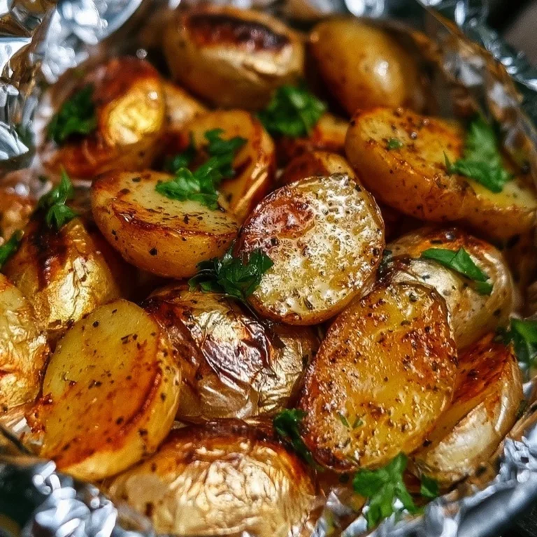 Würzige Grillkartoffeln in Alufolie auf dem Grill zubereitet