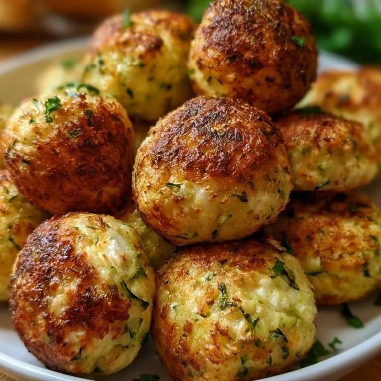 Zucchini-Feta-Bällchen auf einem Teller, frisch zubereitet und serviert.